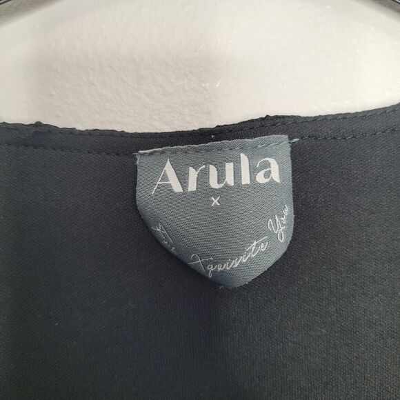 Arula black pleated v neck long sleeve witchy casual dress size x (10-12) - Picture 5 of 9